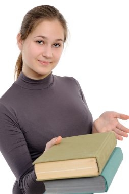 Girl, giving the book clipart