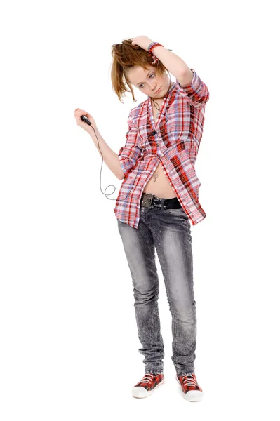Teenager with phone — Stock Photo, Image