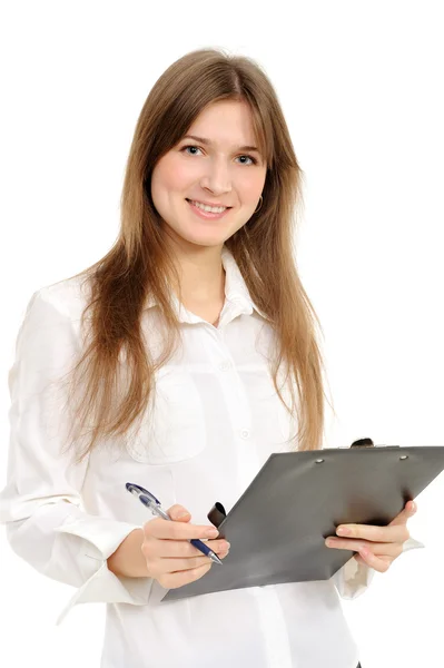 Bizneswoman posiadająca folder — Zdjęcie stockowe