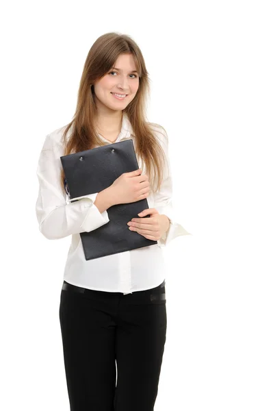 Bizneswoman posiadająca folder — Zdjęcie stockowe