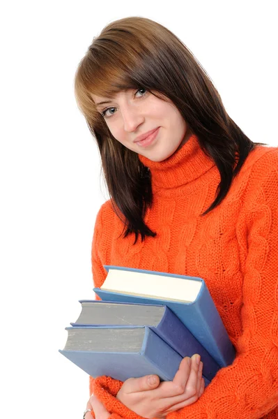 Девушка с длинными волосами и книгой — стоковое фото