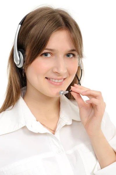 Ženské oddělení služeb zákazníkům v headsetu — Stock fotografie