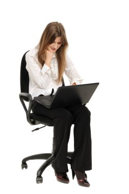 Woman with laptop clipart