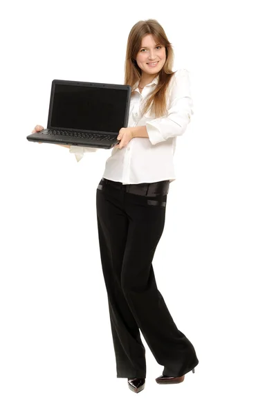 Donna con un computer portatile — Foto Stock
