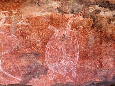 Aboriginal rock art depicting a turtle, Ubirr, Kakadu National Park, Northern Territory, Australia clipart