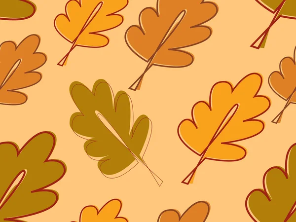 Vecteur sans couture avec feuilles de chêne d'automne — Image vectorielle
