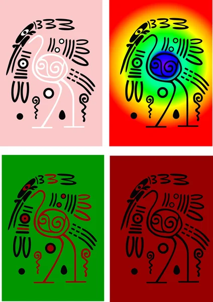 アメリカン インディアンの伝統的なスタイルでベクトル コウノトリ — ストックベクタ