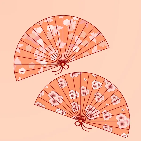 Two traditional japanese fans — Stock Vector