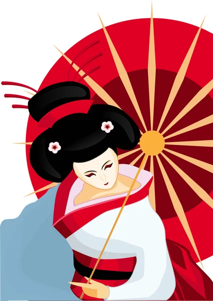 Japonská gejša — Stockový vektor