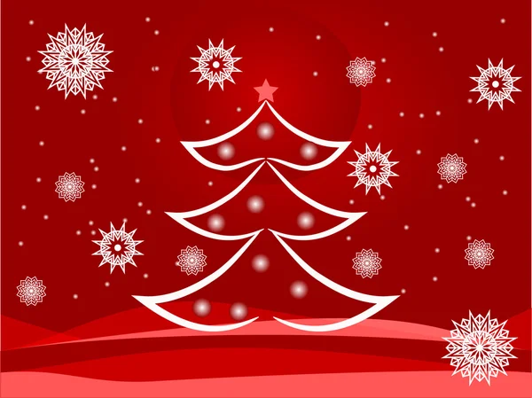 Χριστουγεννιάτικο δέντρο με κόκκινο — Διανυσματικό Αρχείο