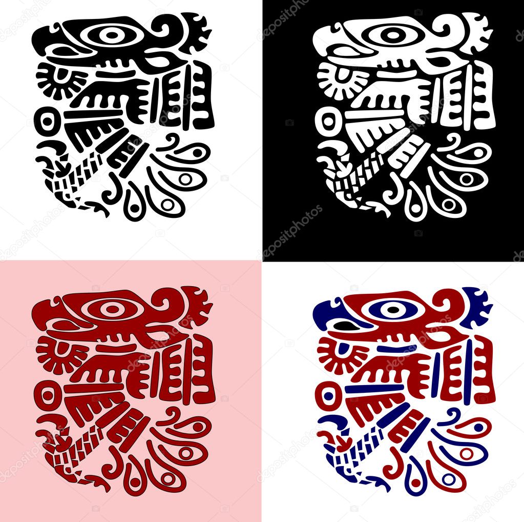 Vector birds in traditional american indians' style