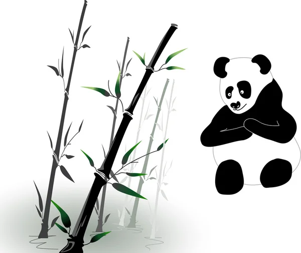 Bambù vettoriale e panda — Vettoriale Stock