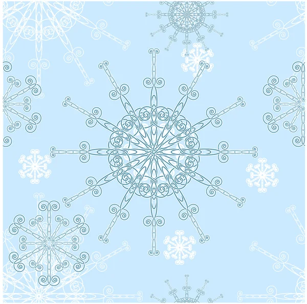 ベクター冬の雪の結晶のシームレスな背景 — ストックベクタ