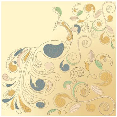 Vector floral background with peacock clipart