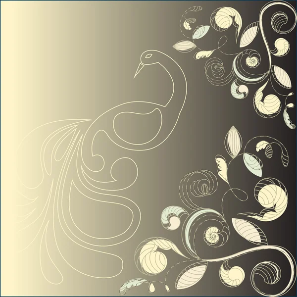 Векторный цветочный фон с павлином — стоковый вектор