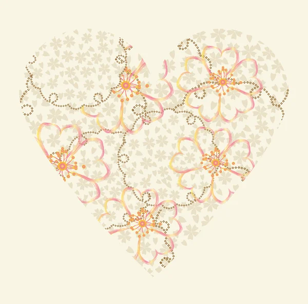 Corazón vectorial con flores — Archivo Imágenes Vectoriales