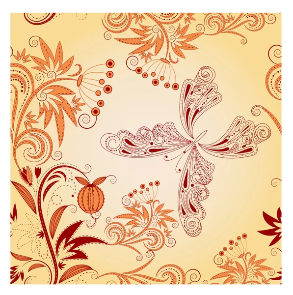 蝶と花のシームレスな背景をベクトルします クリッピング マスク — ストックベクタ