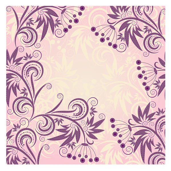 Vector achtergrond met violette bloemen ornament — Stockvector