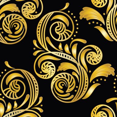 Vector seamless golden floral background clipart