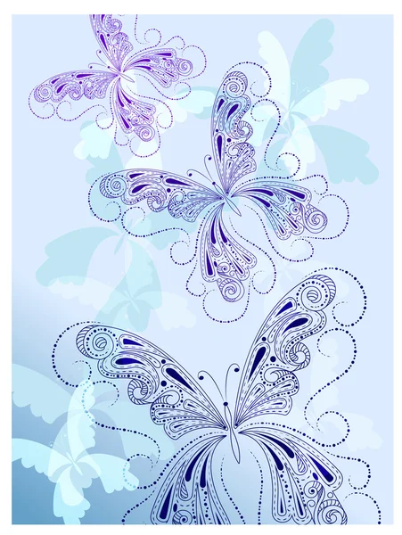 Vector Vintage Butterflies Floral Ornament Clipping Mask Eps — Stock Vector