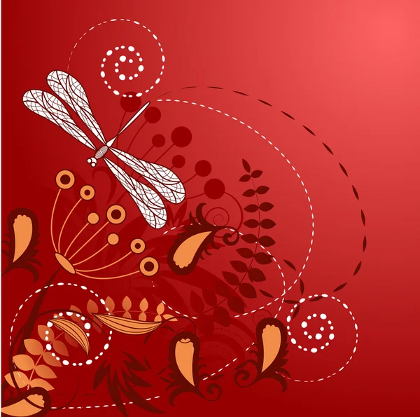 Vector floral arka plan ile yusufçuk — Stok Vektör