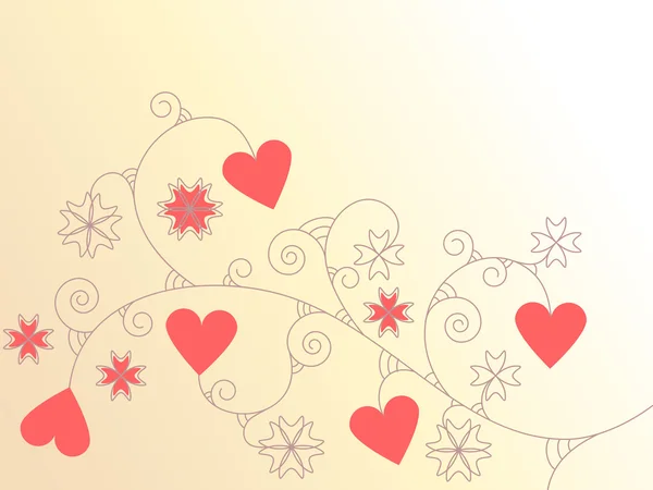 矢量卡与心和花卉装饰 剪贴蒙版 — 图库矢量图片