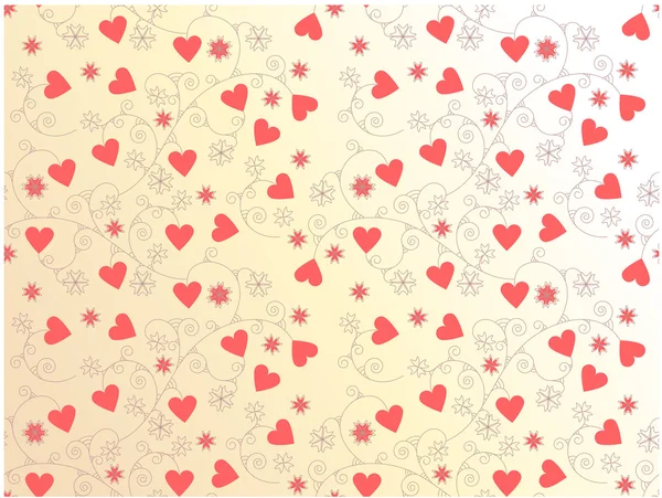 Vector Seamless Background Hearts Floral Ornament Clipping Mask — Stock Vector