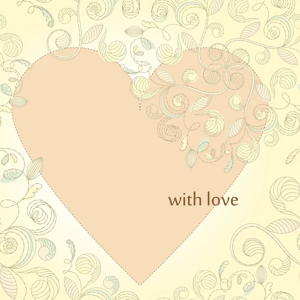 Tarjeta vectorial con corazón y adorno floral — Vector de stock