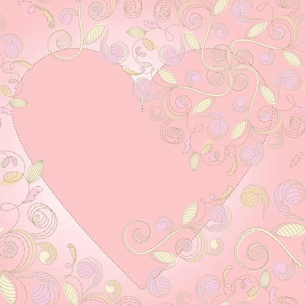 Carte Vectorielle Avec Coeur Ornement Floral Masque Coupe — Image vectorielle