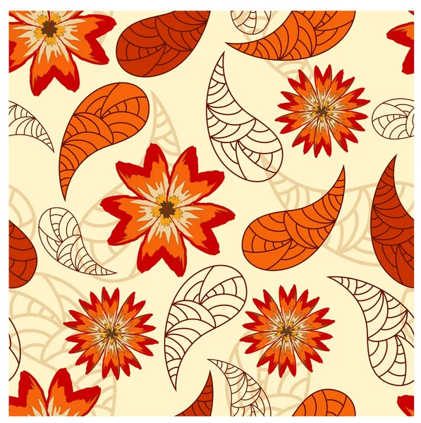 矢量无缝背景与红色罂粟花 — 图库矢量图片