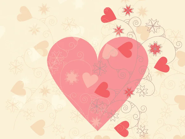 Kalp ve çiçek süsleme vektör kartı — Stok Vektör