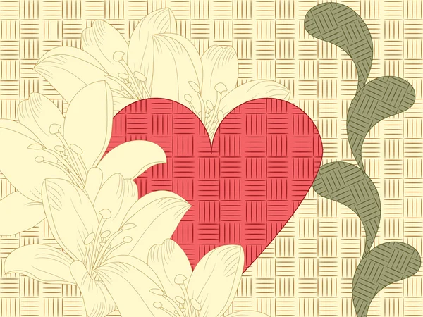 Векторное Сердце Цветочный Орнамент Лилия Клипсовая Маска — стоковый вектор