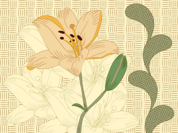 ユリの花をベクトルと花飾り — ストックベクタ