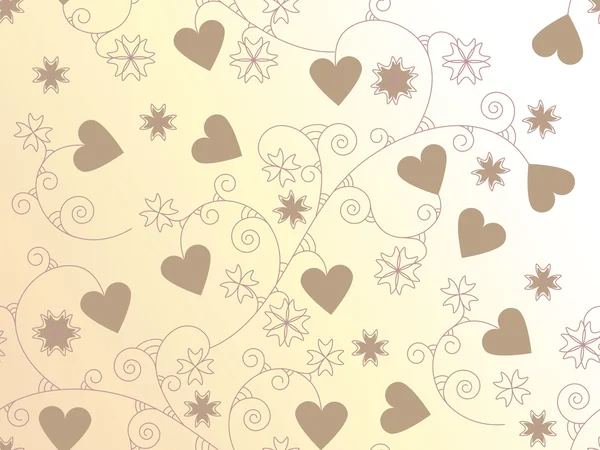 Векторный бесшовный фон с сердцами и цветочным орнаментом — стоковый вектор