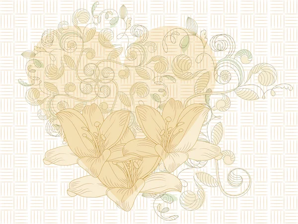 Vektor hjärta och sömlös floral bakgrund — Stock vektor