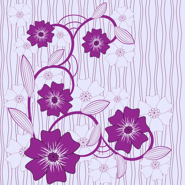Fond vectoriel avec fleurs bleues et violettes — Image vectorielle