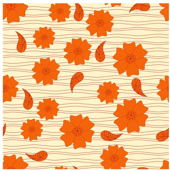Vektor Nahtlosen Hintergrund Mit Orangefarbenen Blumen Ausschnittmaske — Stockvektor
