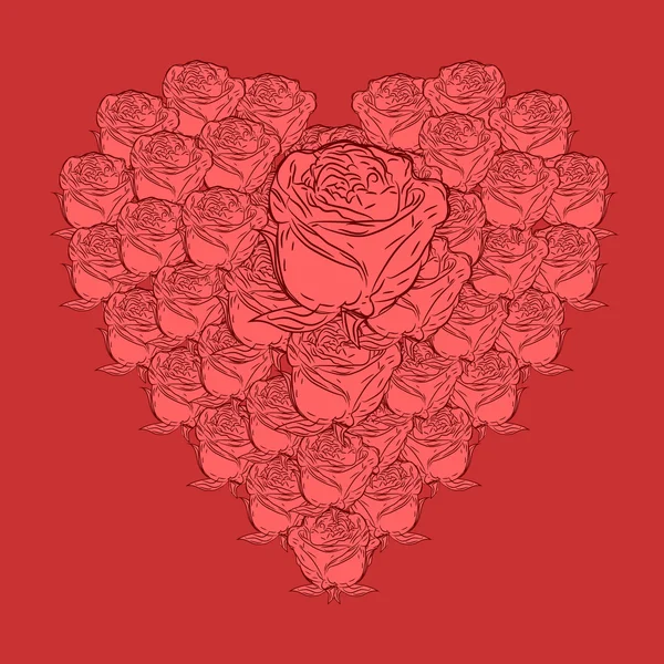 Roses Vectorielles Forme Coeur Style Grunge Masques Coupants — Image vectorielle