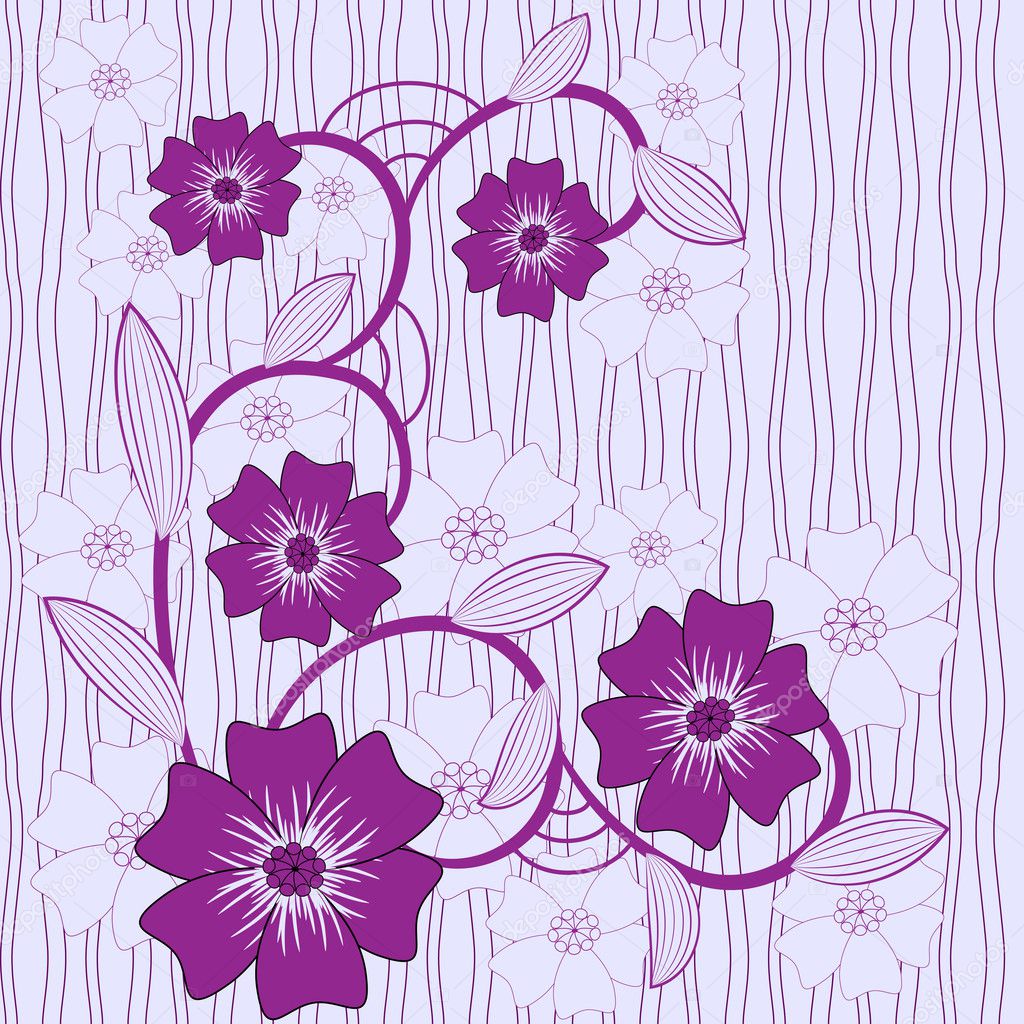vector background with blue and violet flowers