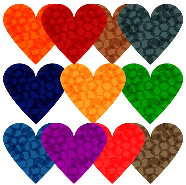 Векторное разнообразие ярких сердец — стоковый вектор