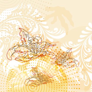 Vector modern grunge background with lilies clipart