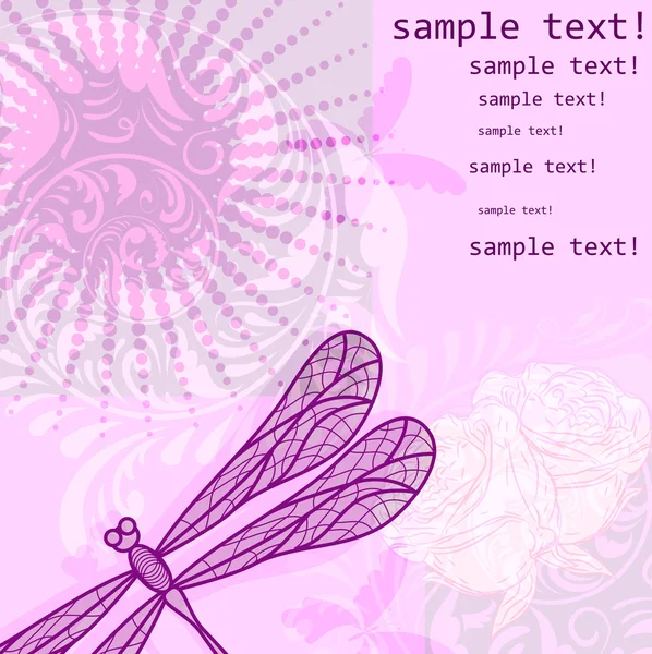 Διάνυσμα Φόντο Dragonfly Floral Στολίδι Και Λουλούδια Χώρο Για Σας — Διανυσματικό Αρχείο