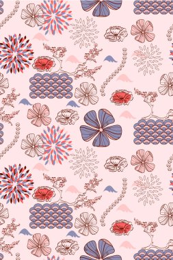 japanese style seamless spring floral pattern clipart