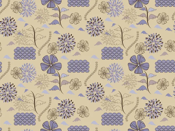 일본 스타일의 완벽 한 봄 꽃 패턴 — 스톡 벡터