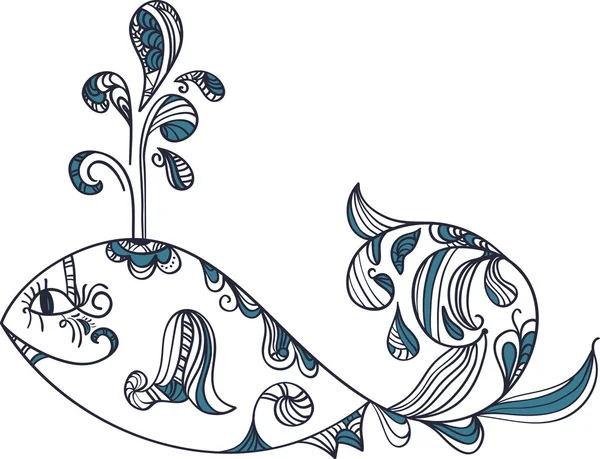 Balena etnica stilizzata — Vettoriale Stock