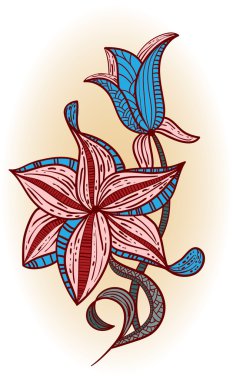 Vector floral tasarım öğesi, elle çizilmiş