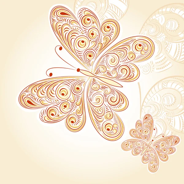 クリッピング マスクの花飾り春蝶をベクトルします — ストックベクタ