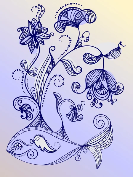 Fairy whale with flowers on the back — Stock Vector