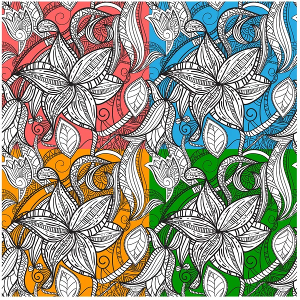 Patrón floral dibujado a mano sin costuras — Vector de stock