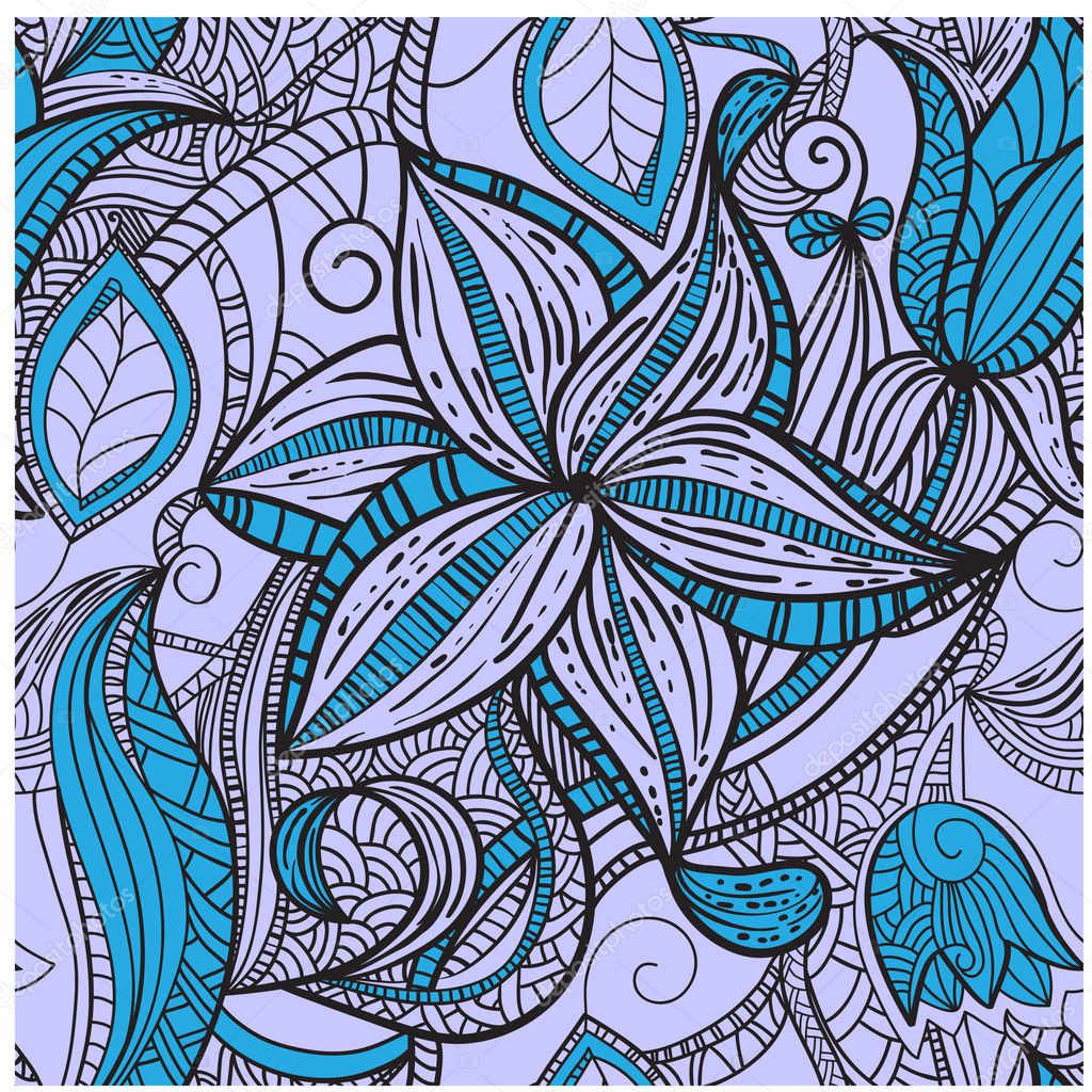 Seamless hand drawn floral pattern — Stock Vector © makarova.alex #4986692